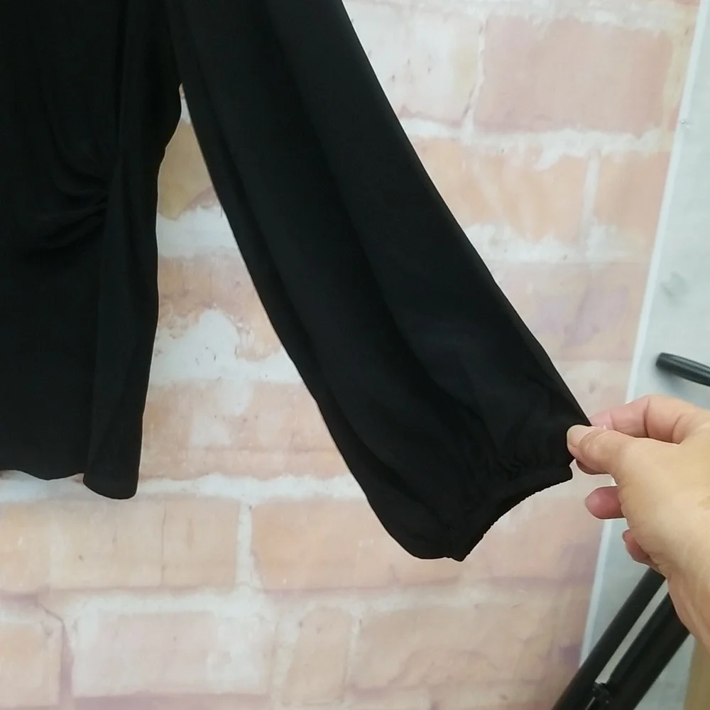 NWT A/X Armani Exchange Size XL Black Blouse - Picture 4 of 11